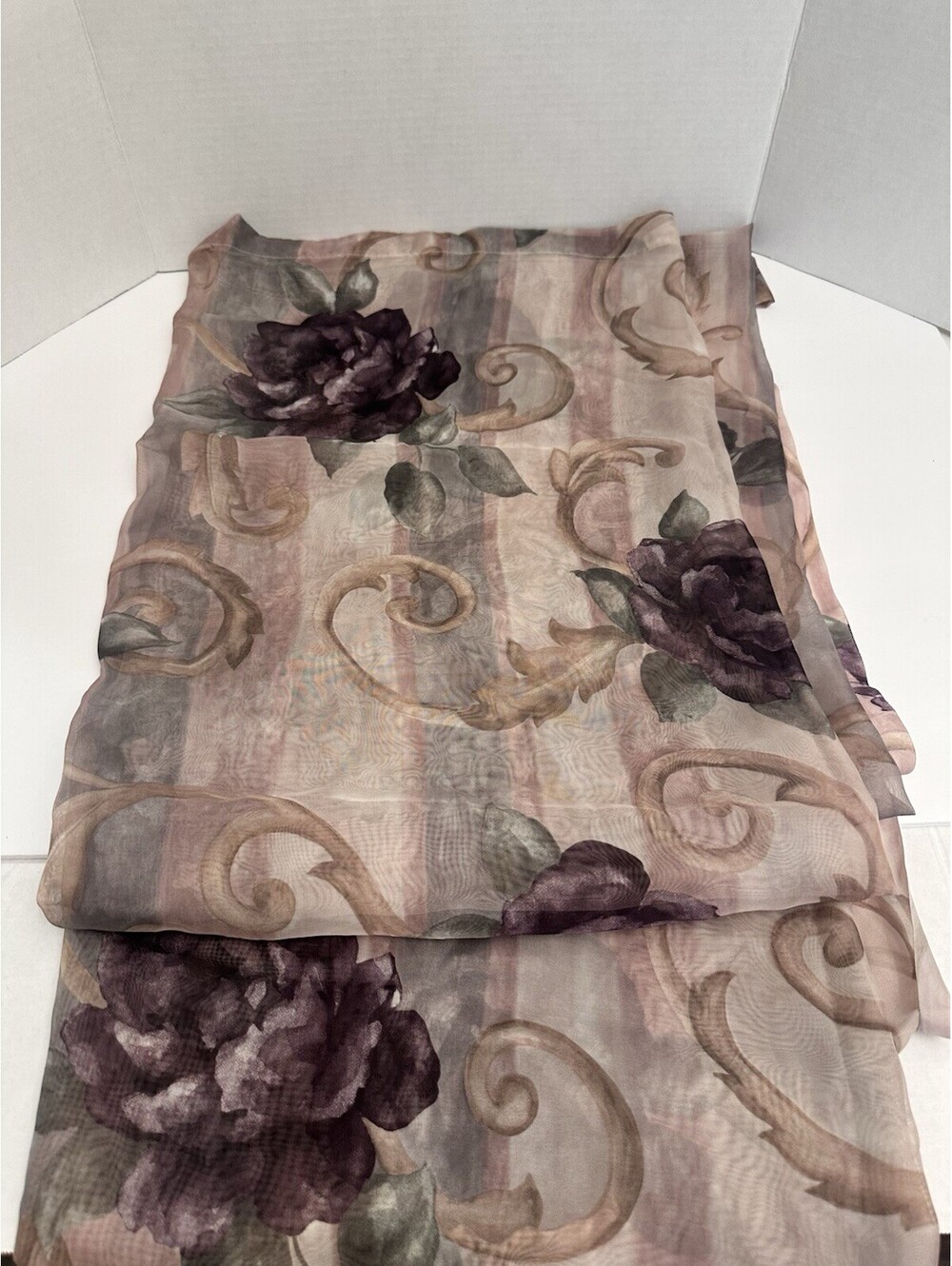 2 Vintage Croscill Chambord Roses Purple Amethyst Semi Sheer Curtain Panel